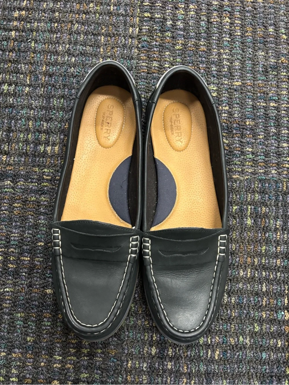Sperry Navy Leather Penny Loafers for Women